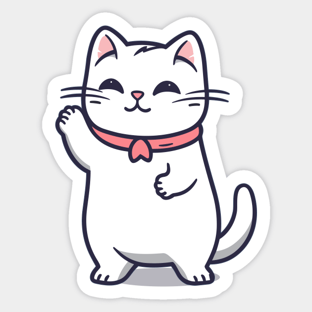 Adorable Cat Waving Sticker by Mad Swell Designs